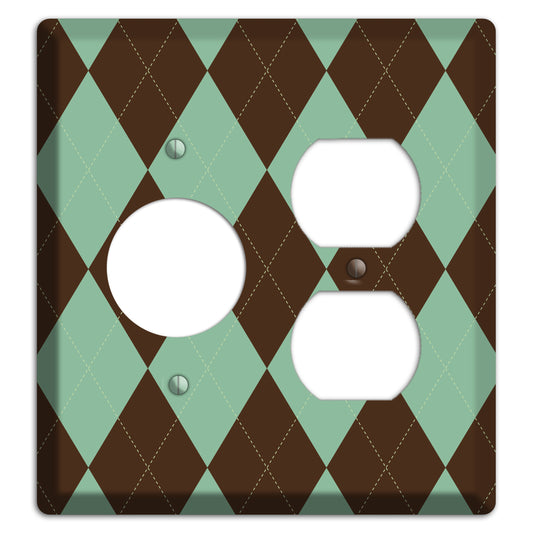 Green and Brown Argyle Receptacle / Duplex Wallplate