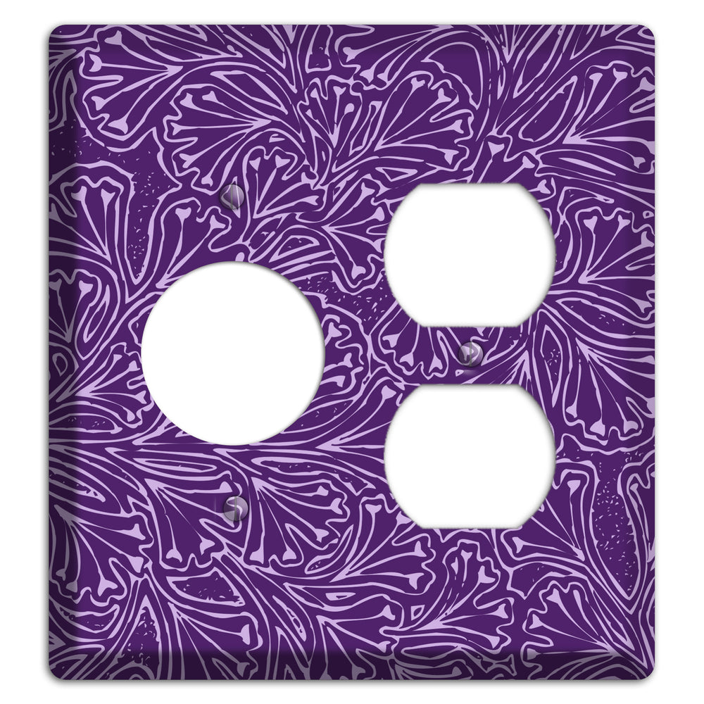 Deco Purple Interlocking Floral Receptacle / Duplex Wallplate