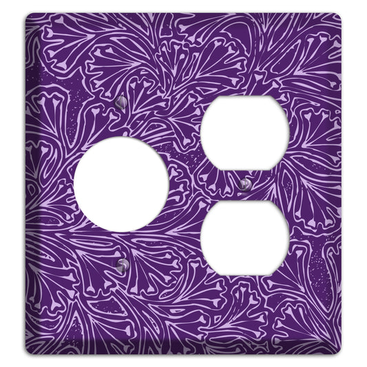 Deco Purple Interlocking Floral Receptacle / Duplex Wallplate