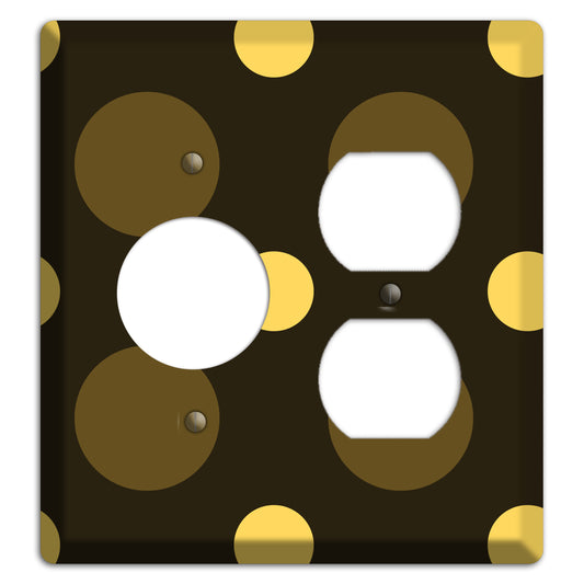 Brown with Brown and Yellow Multi Medium Polka Dots Receptacle / Duplex Wallplate