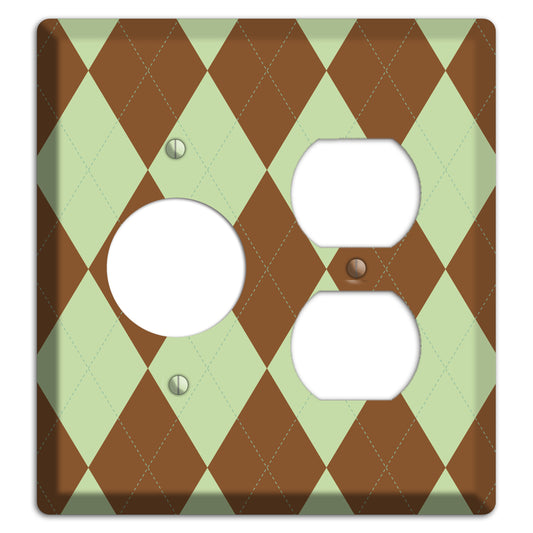 Brown and Green Argyle Receptacle / Duplex Wallplate