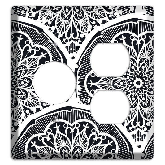 Mandala Black and White Style O Cover Plates Receptacle / Duplex Wallplate
