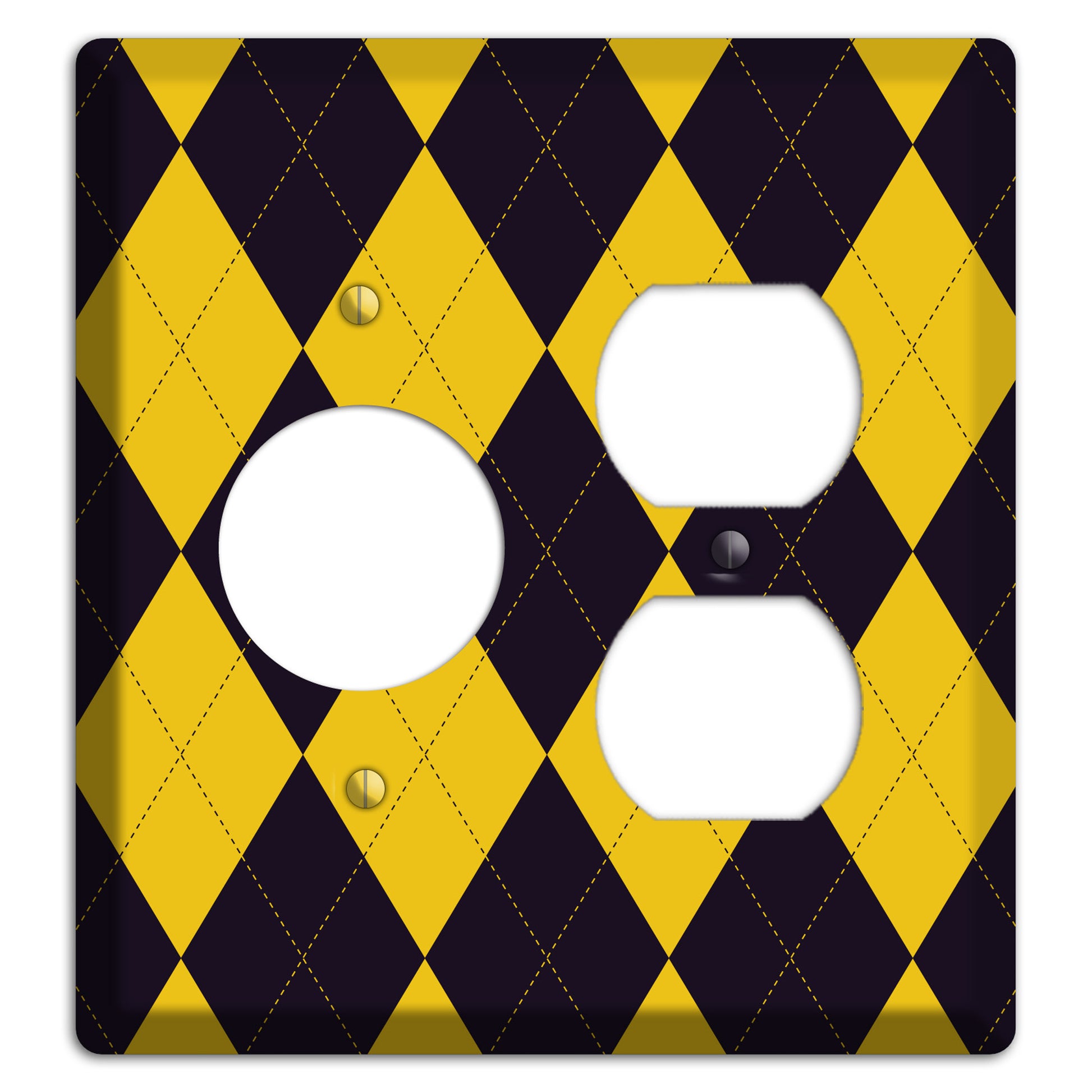 Yellow and Dark Purple Argyle Receptacle / Duplex Wallplate