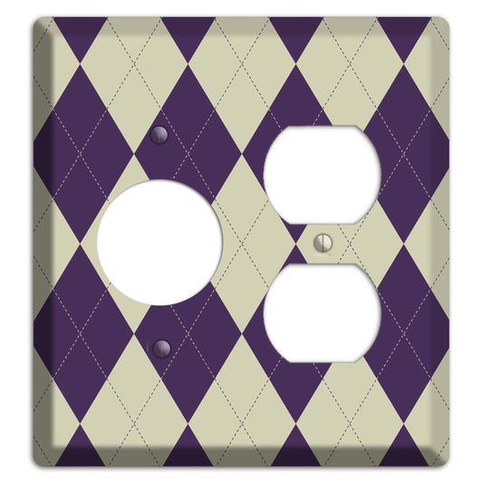Purple and Tan Argyle Receptacle / Duplex Wallplate