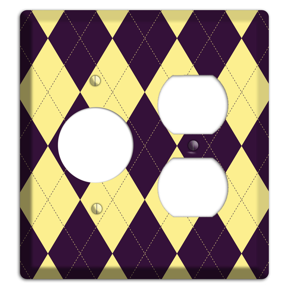 Yellow and Black Argyle Receptacle / Duplex Wallplate