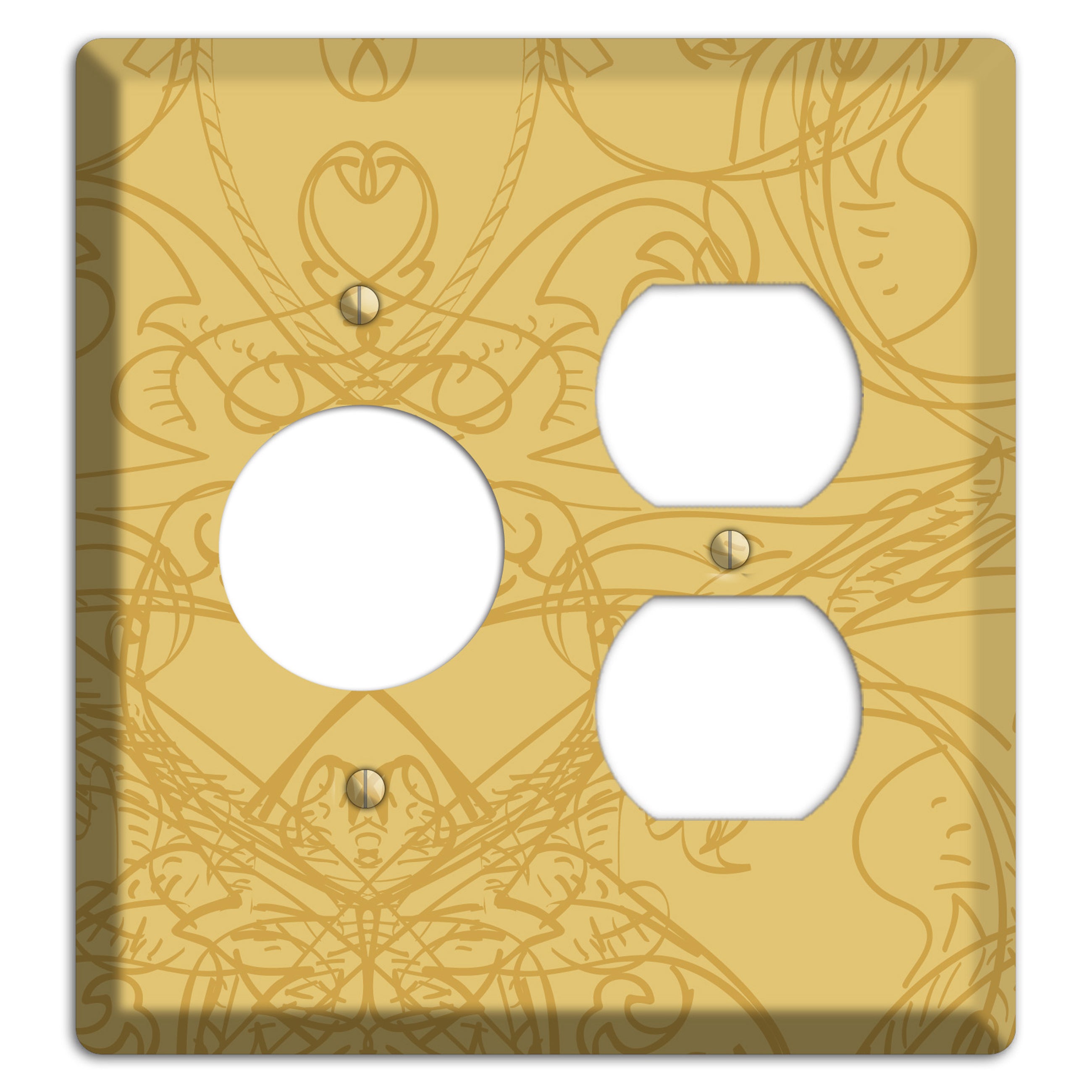 Beige Deco Sketch Receptacle / Duplex Wallplate
