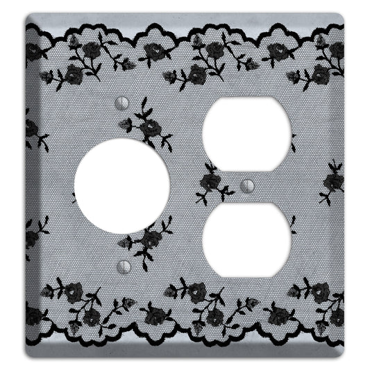 Embroidered Floral Gray Receptacle / Duplex Wallplate