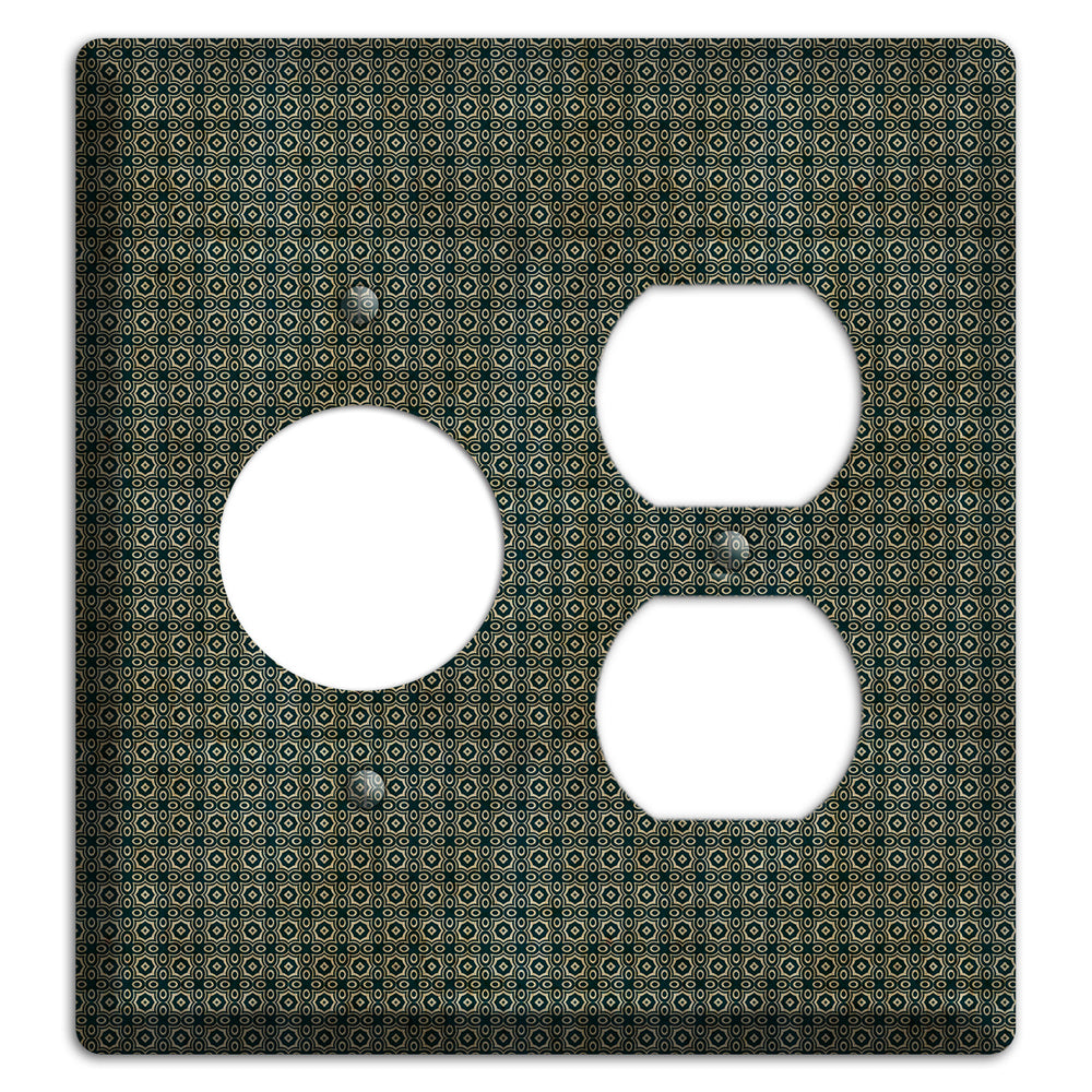 Dark Green Grunge Tiny Tiled Tapestry Receptacle / Duplex Wallplate