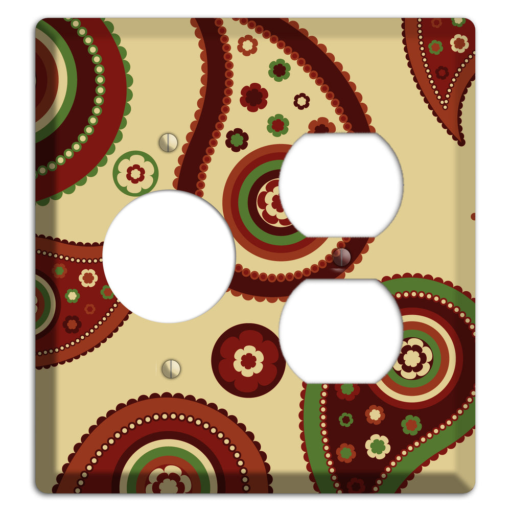 Beige Paisley Receptacle / Duplex Wallplate