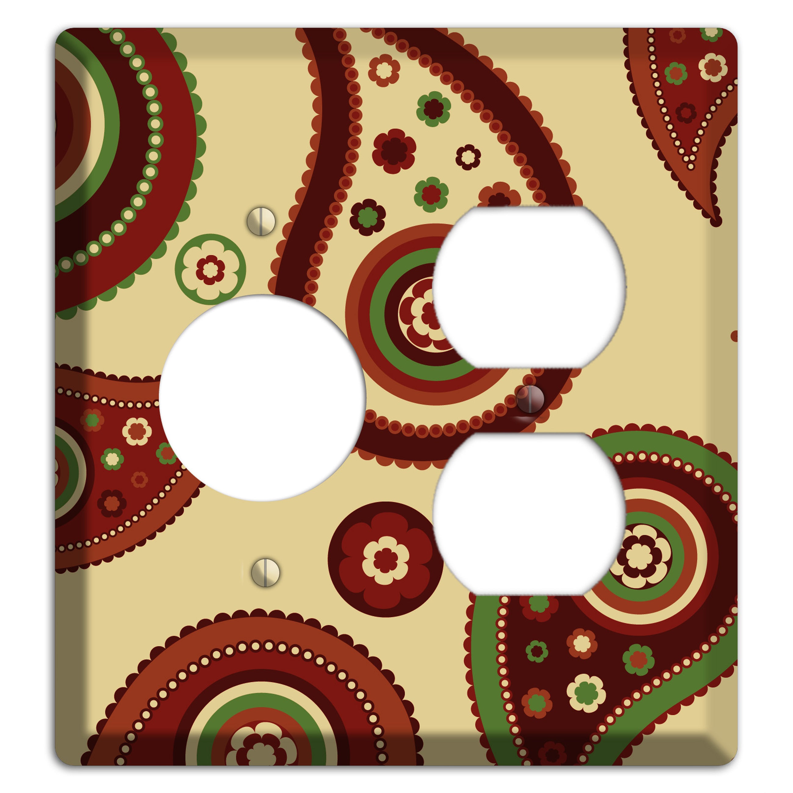 Beige Paisley Receptacle / Duplex Wallplate