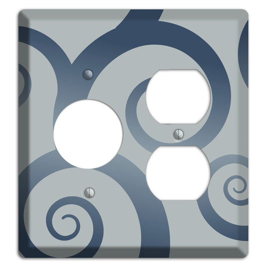 Grey with Blue Large Swirl Receptacle / Duplex Wallplate