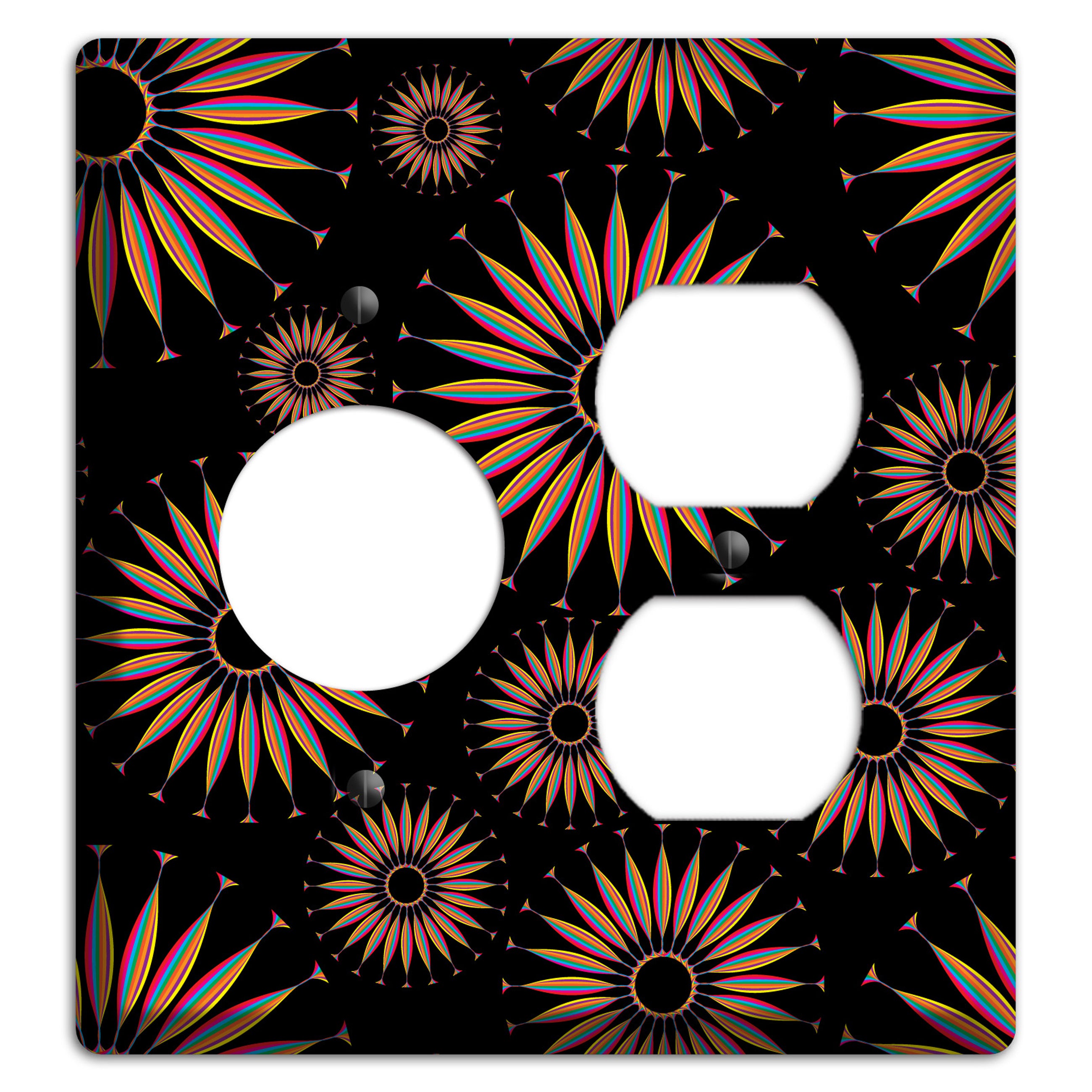 Black with Multi Suzani Receptacle / Duplex Wallplate