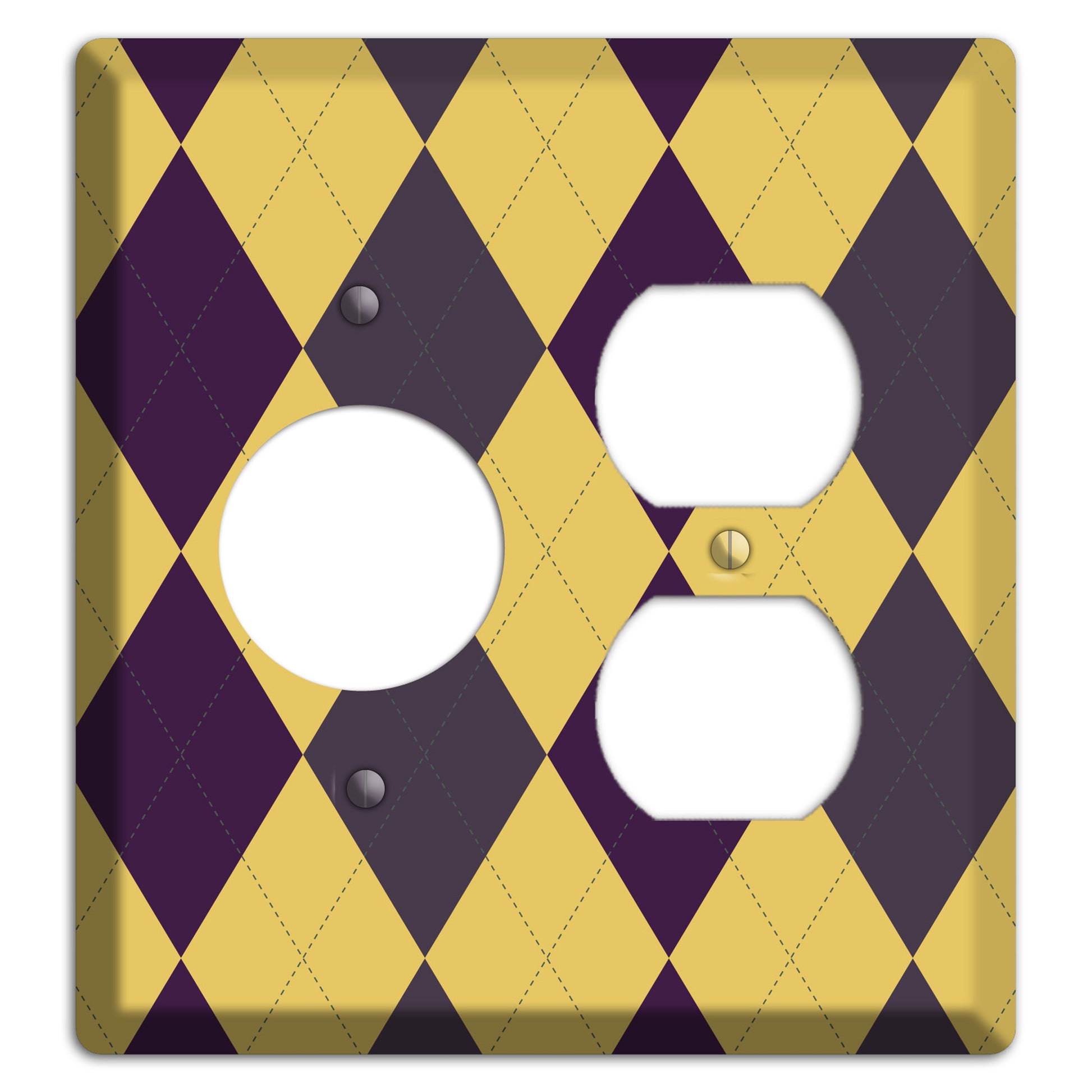 Yellow Plum Brown Argyle Receptacle / Duplex Wallplate