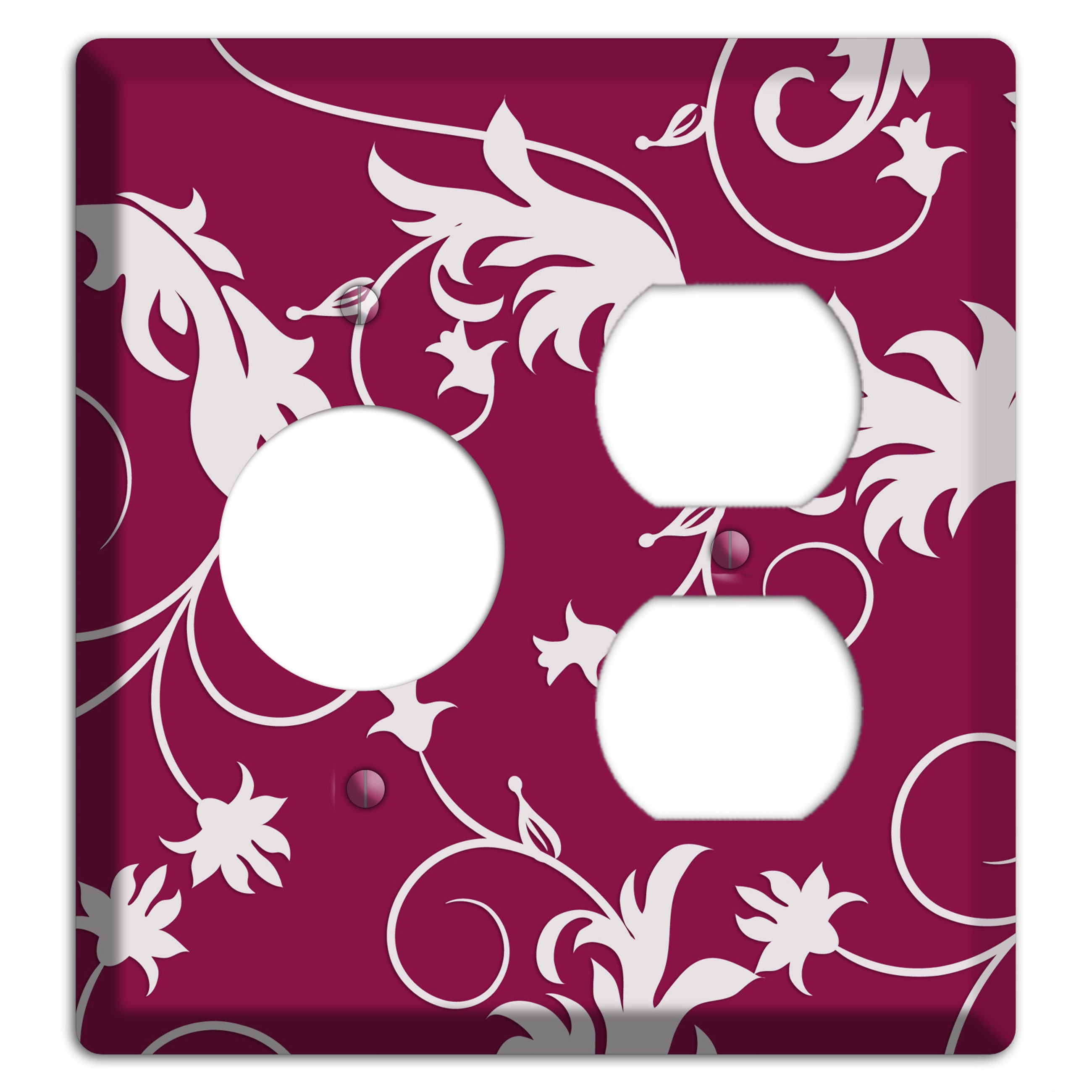 Fuschia Victorian Sprig Receptacle / Duplex Wallplate