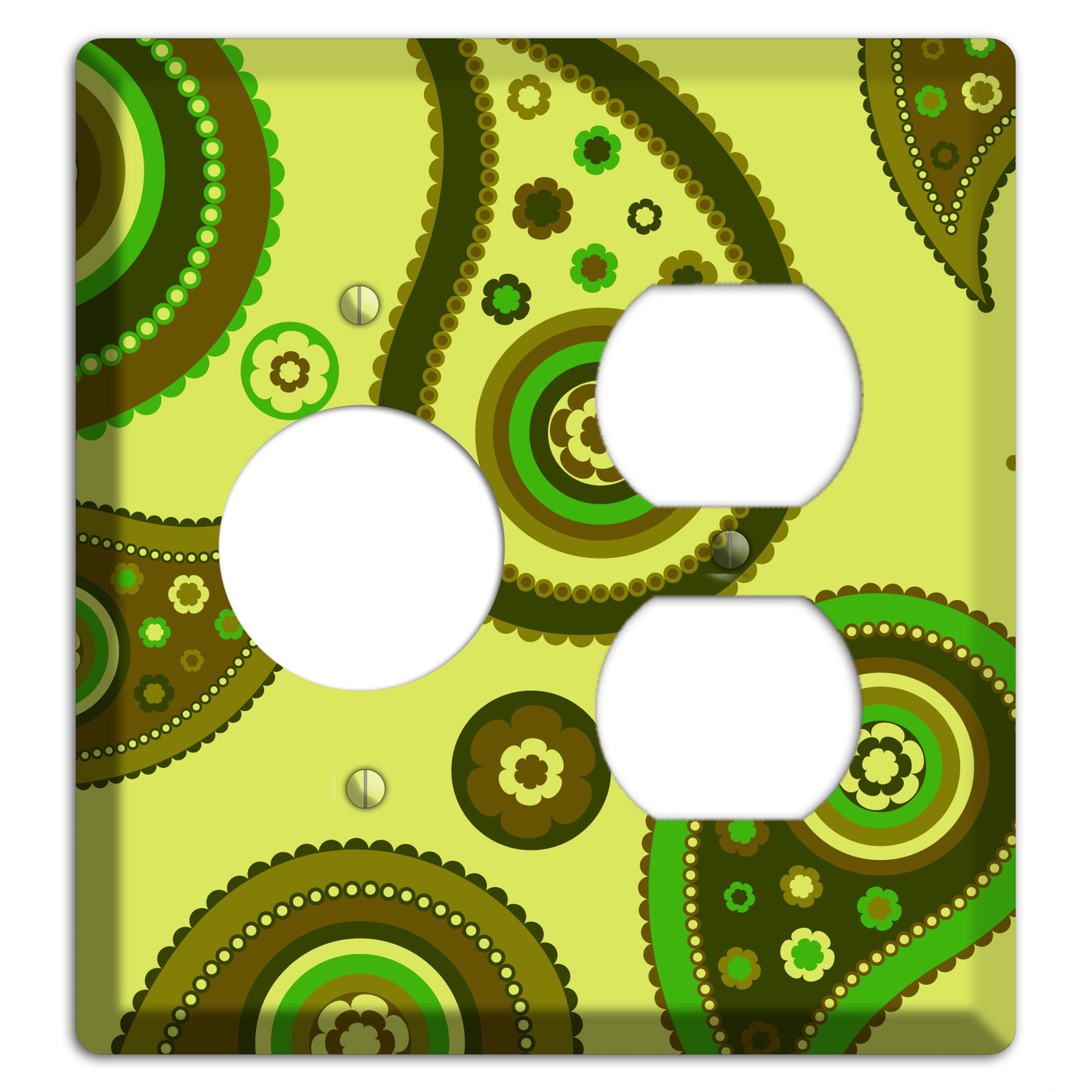 Bright Green Paisley Receptacle / Duplex Wallplate