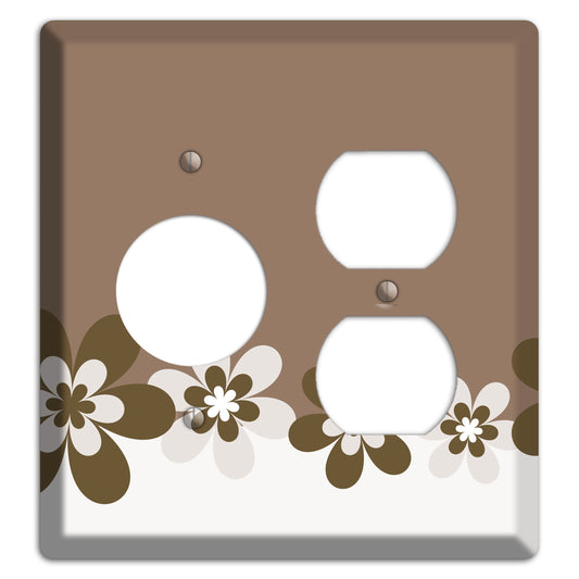Brown Hippie Flowers Receptacle / Duplex Wallplate