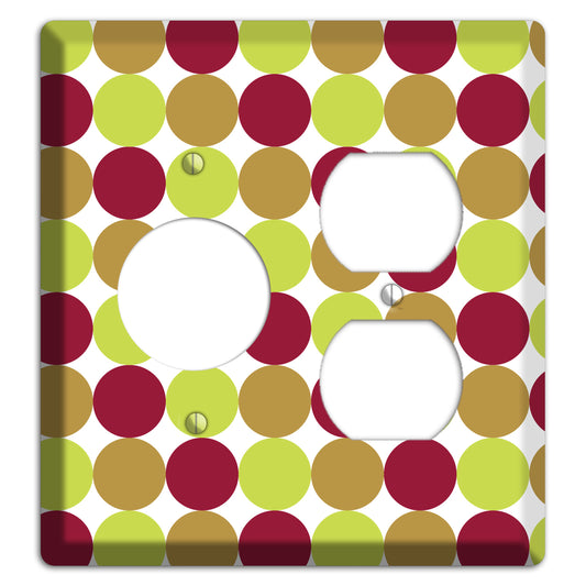 Lime Brown Maroon Tiled Dots Receptacle / Duplex Wallplate