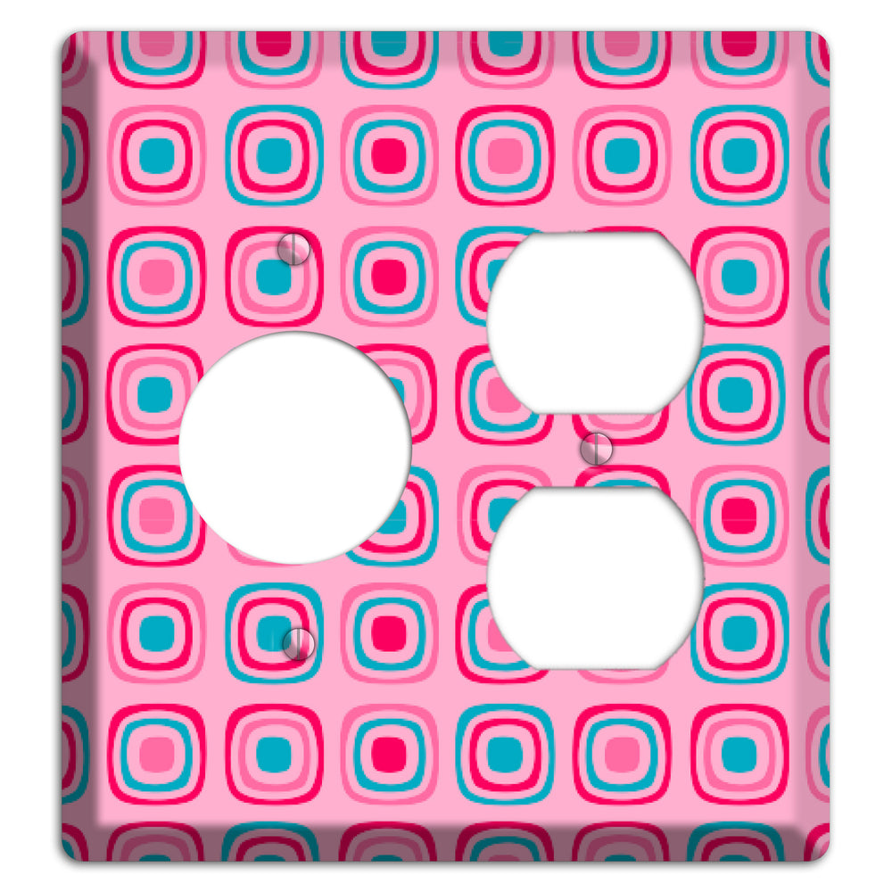 Pink and Blue Rounded Squares Receptacle / Duplex Wallplate