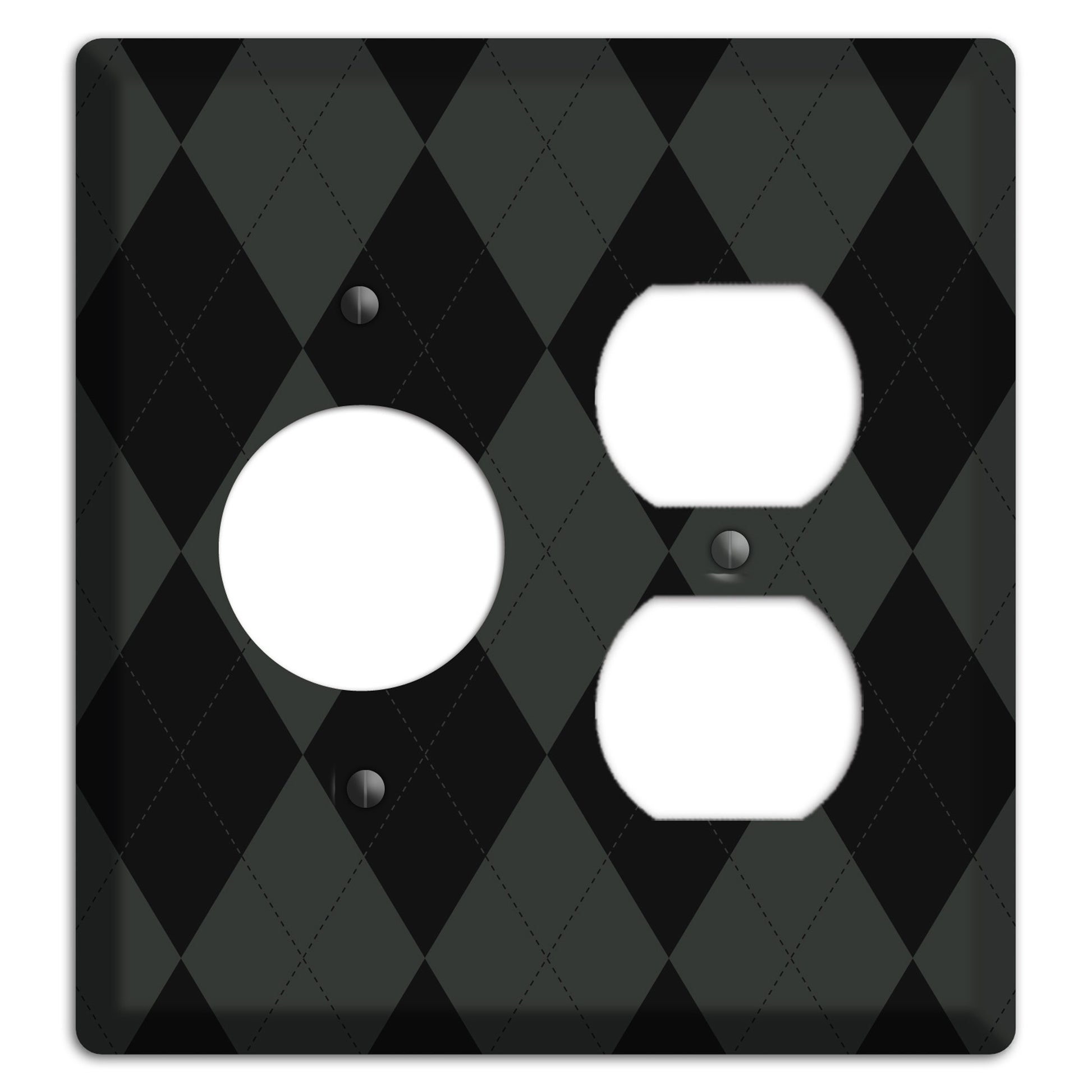 Gray and Black Argyle Receptacle / Duplex Wallplate