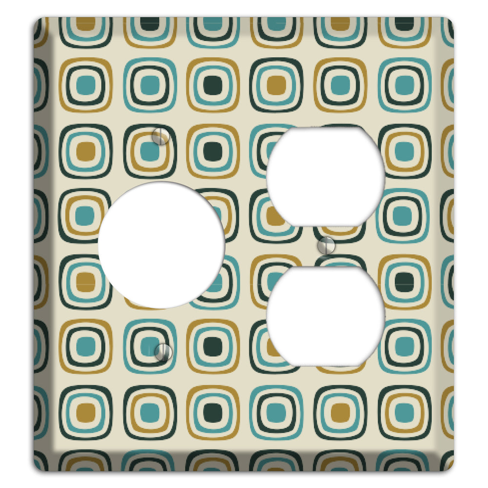Yellow and Blue Rounded Squares Receptacle / Duplex Wallplate