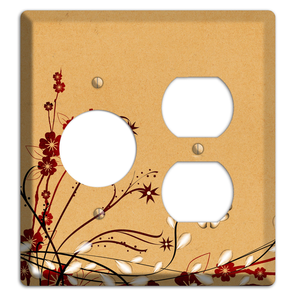 Delicate Red Flowers Receptacle / Duplex Wallplate
