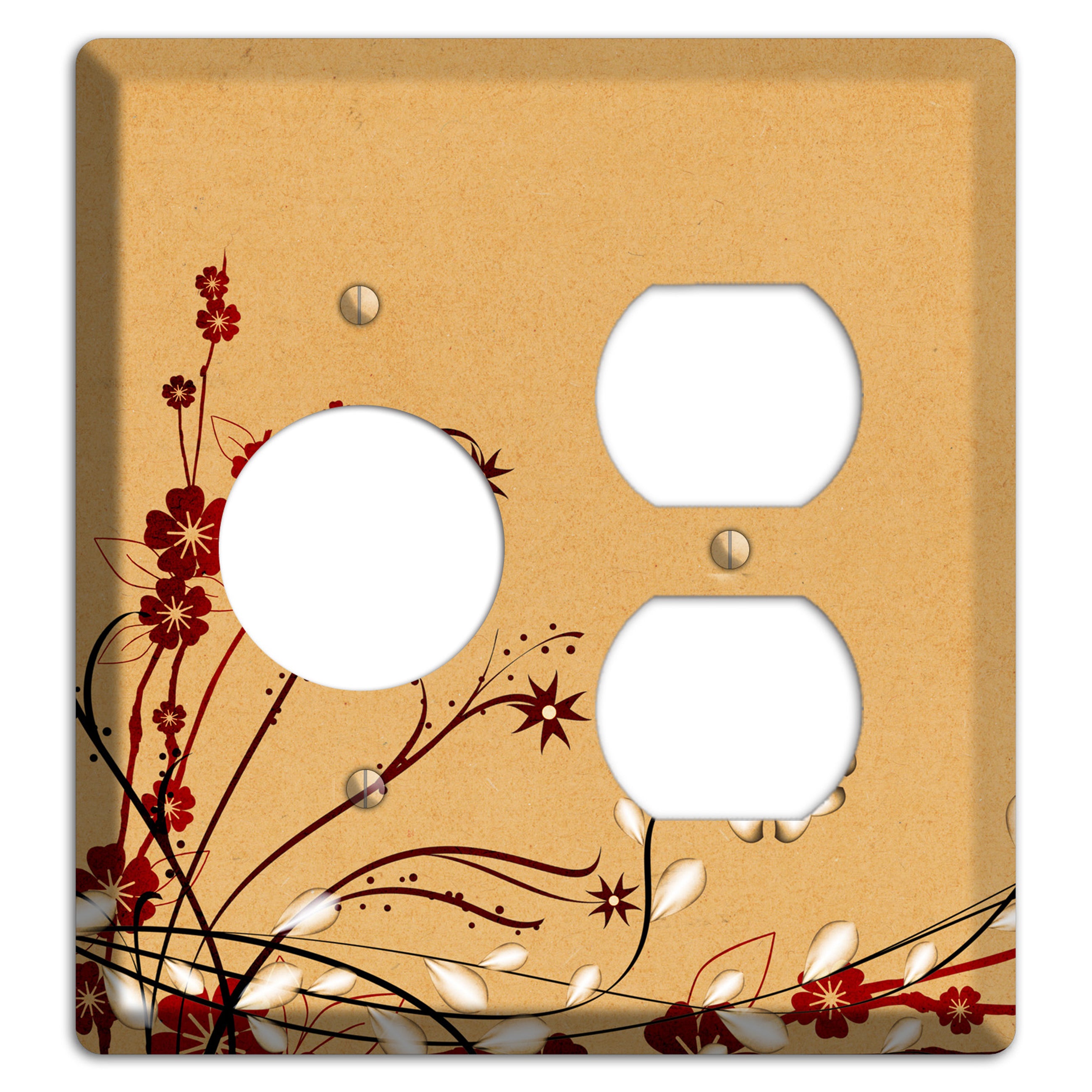 Delicate Red Flowers Receptacle / Duplex Wallplate