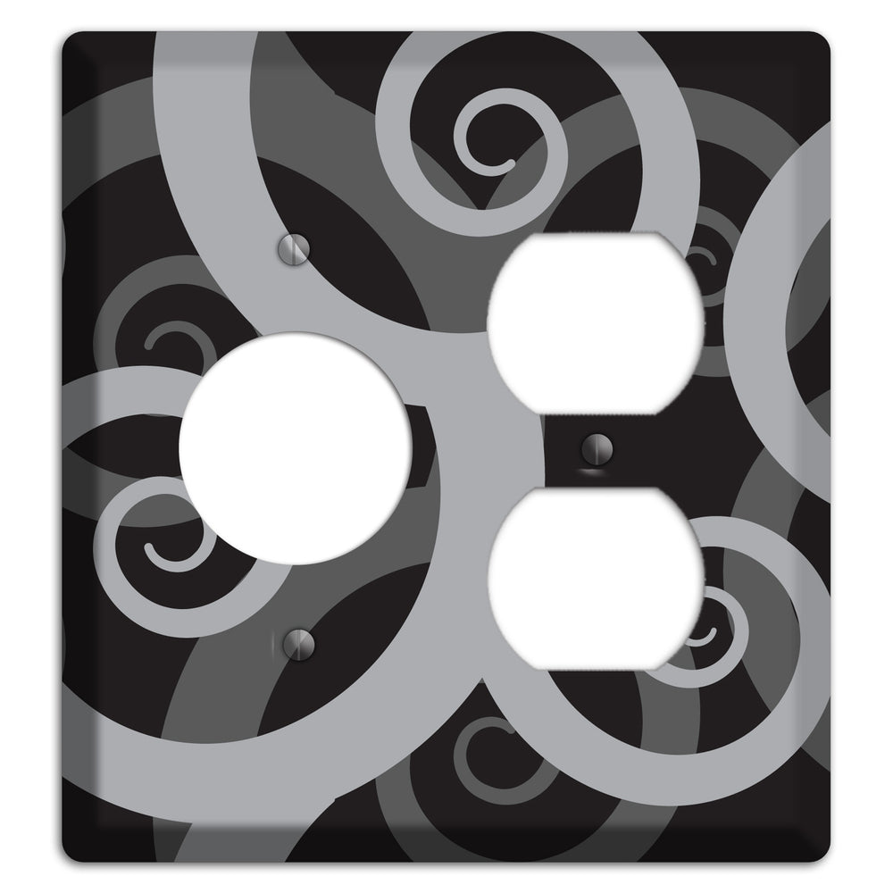 Black with Grey Large Swirl Receptacle / Duplex Wallplate