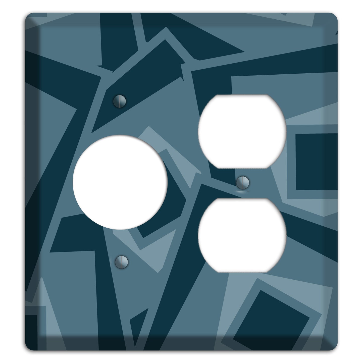 Blue-grey Retro Cubist Receptacle / Duplex Wallplate