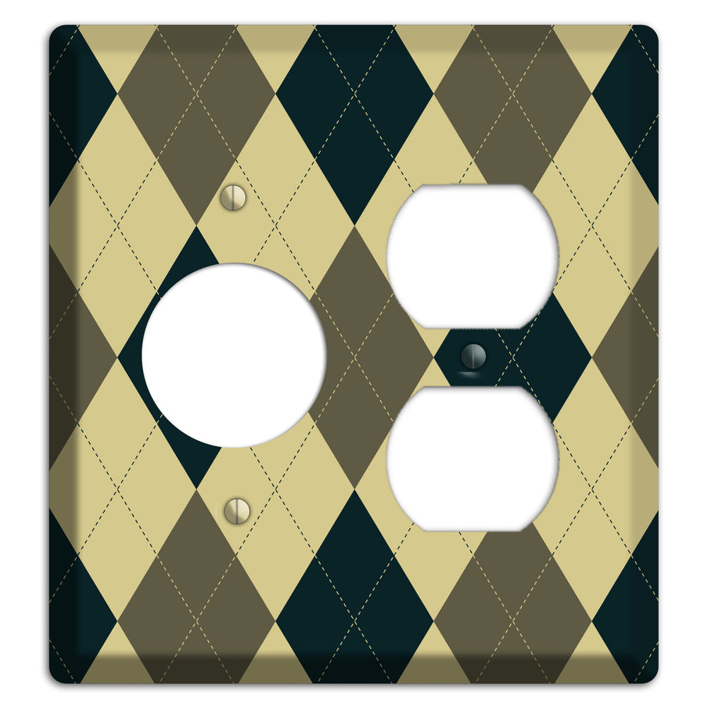 Multi Brown and Tan Argyle Receptacle / Duplex Wallplate