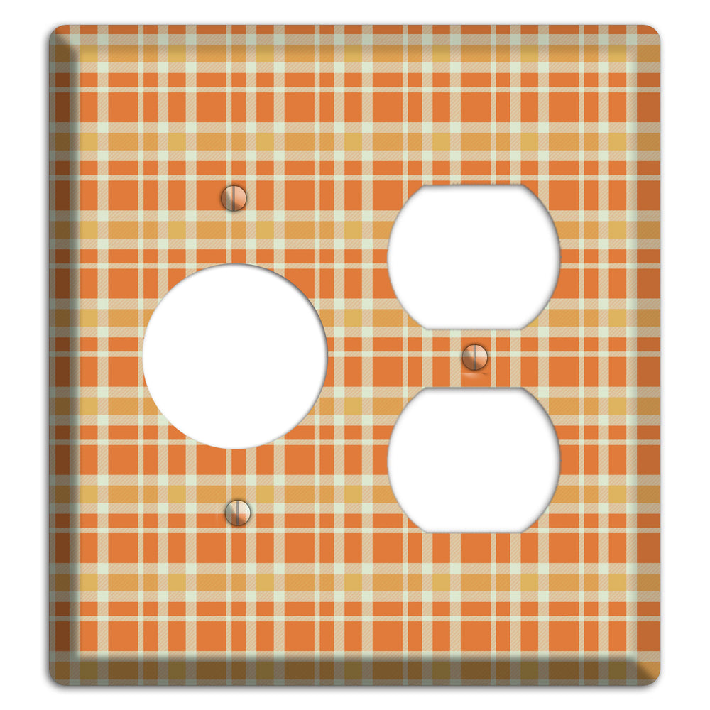 Orange and Beige Plaid Receptacle / Duplex Wallplate