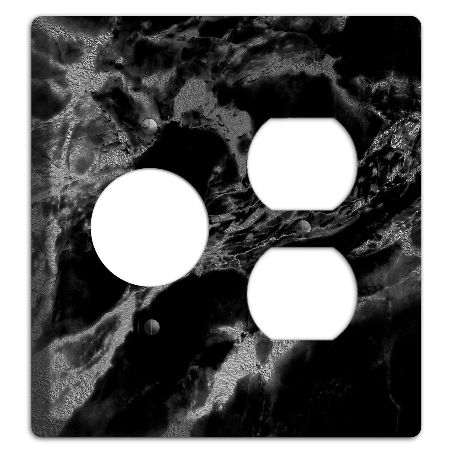 Black and Silver Marble Receptacle / Duplex Wallplate