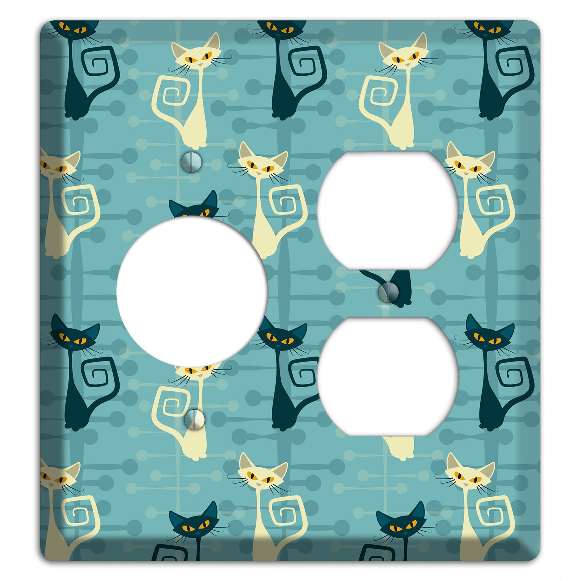 Black and Yellow Kitties Receptacle / Duplex Wallplate