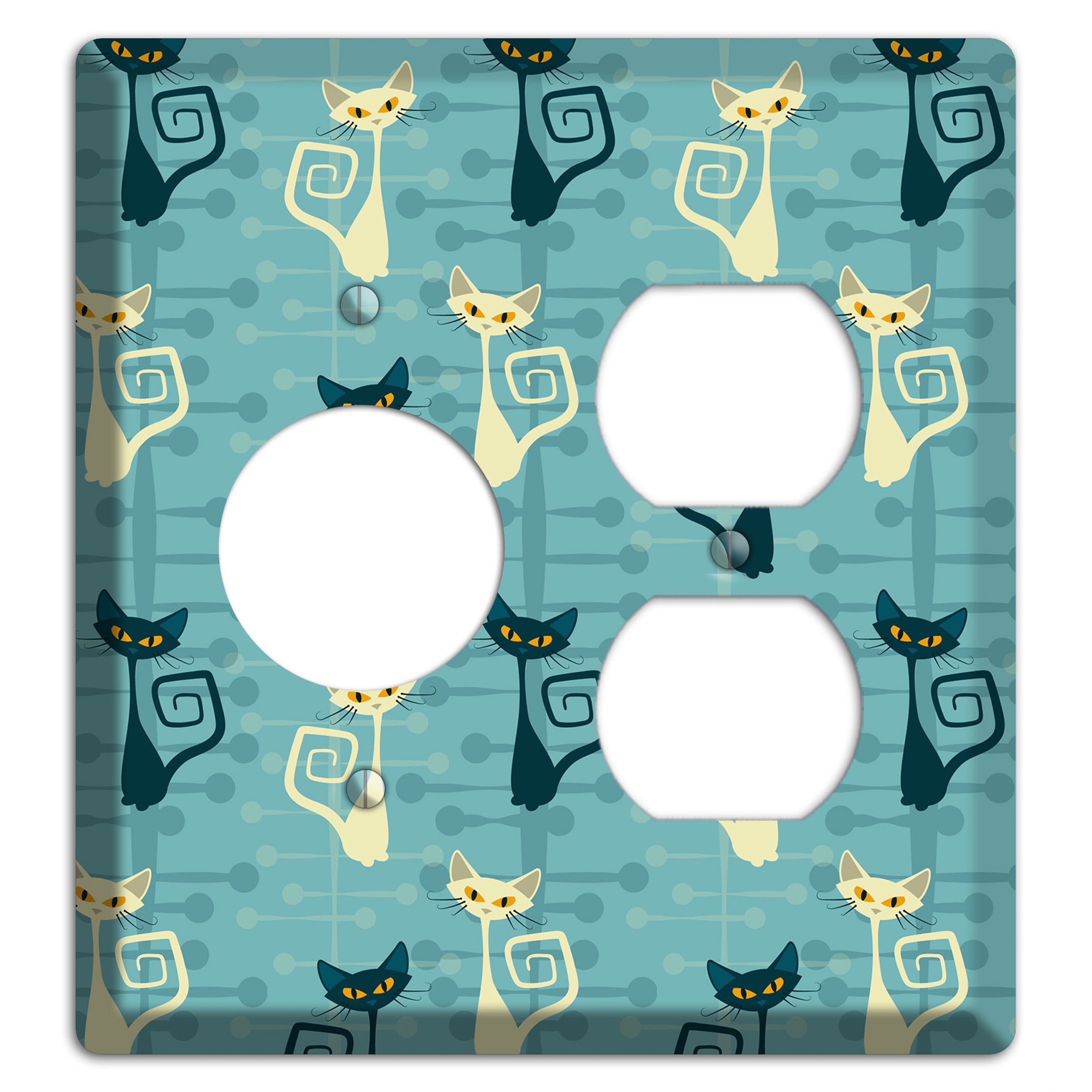 Black and Yellow Kitties Receptacle / Duplex Wallplate