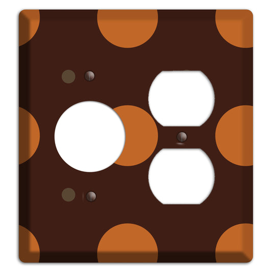 Brown with Umber and Brown Multi Tiled Medium Dots Receptacle / Duplex Wallplate