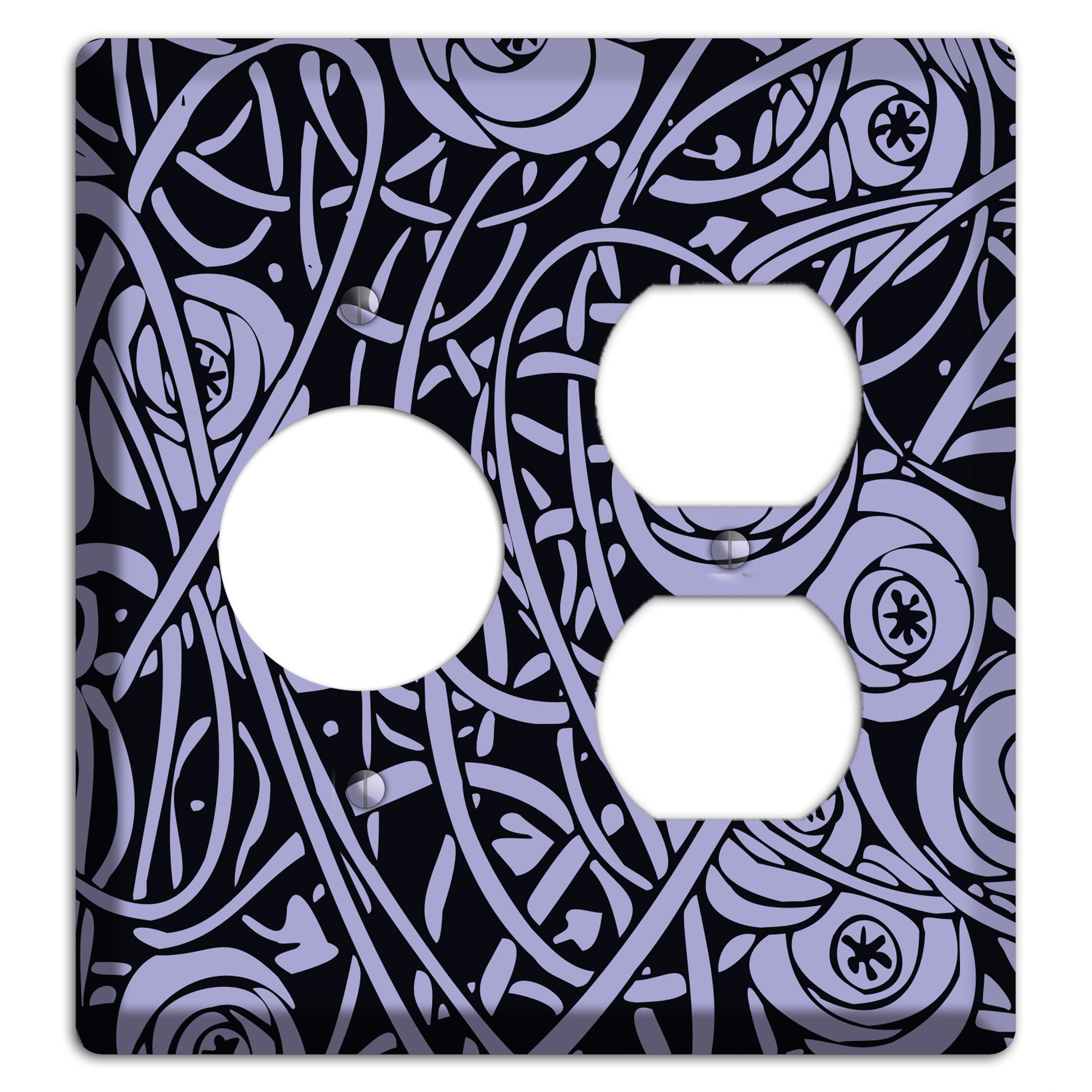 Lilac Deco Floral Receptacle / Duplex Wallplate