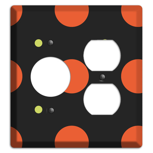 Black wih Orange and Lime Multi Tiled Medium Dots Receptacle / Duplex Wallplate