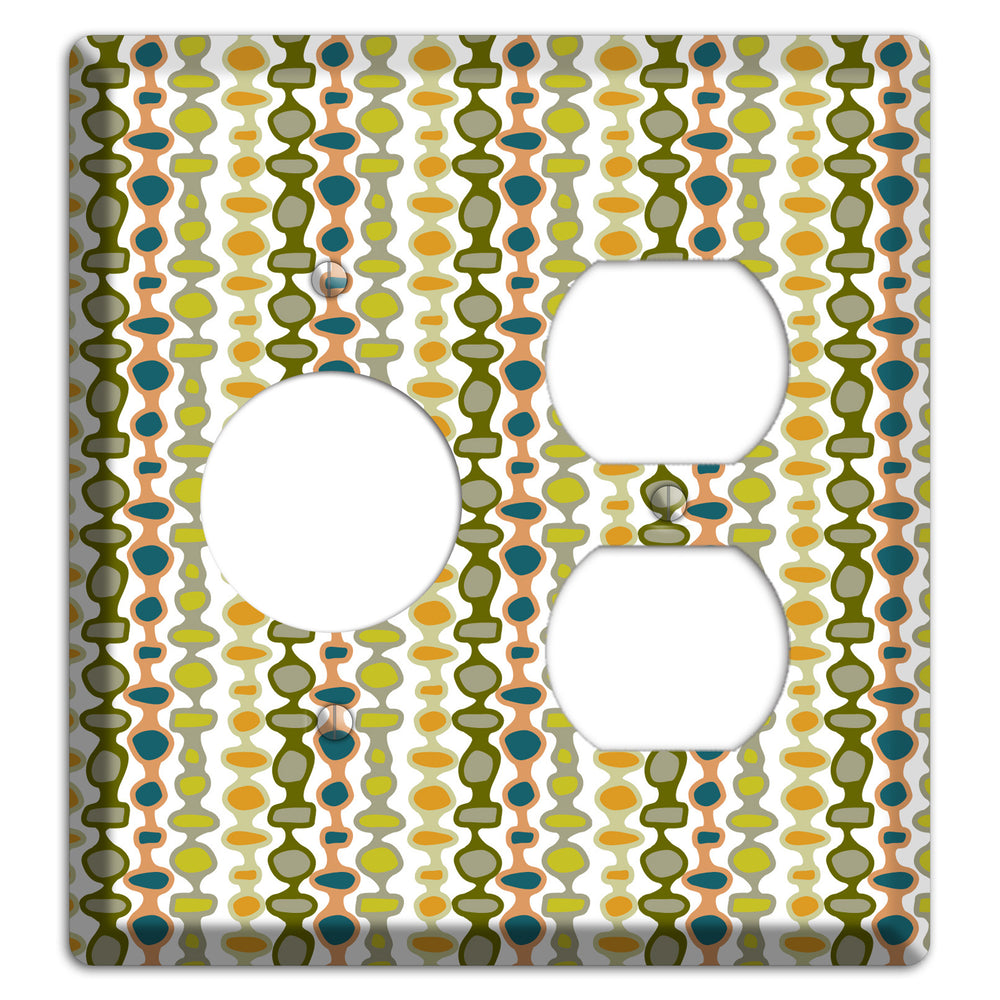 Multi Olive and Mustard Bead and Reel 2 Receptacle / Duplex Wallplate
