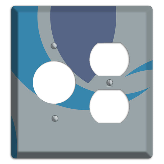 Grey and Blue Abstract Receptacle / Duplex Wallplate