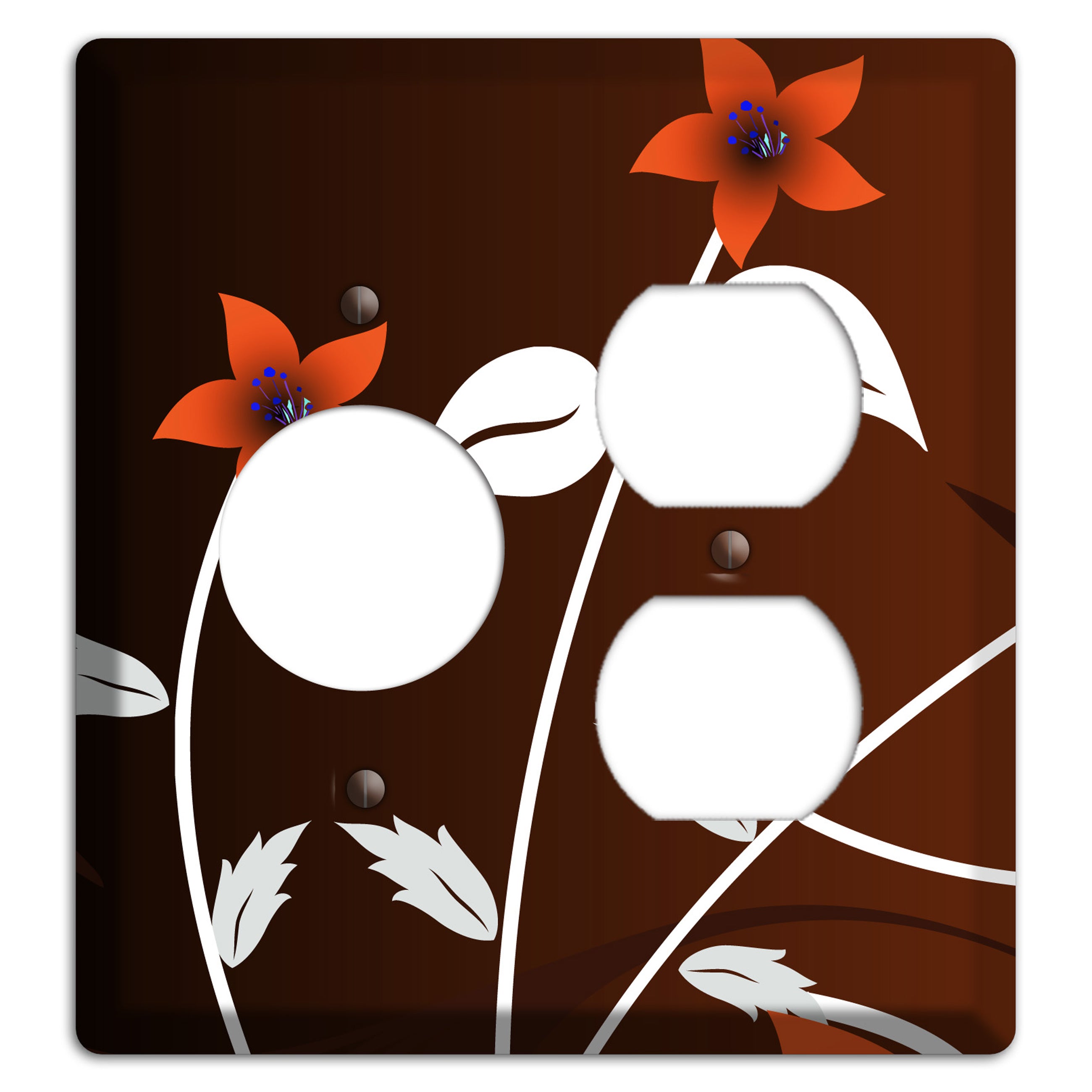 Black and Red Double Sprig Receptacle / Duplex Wallplate
