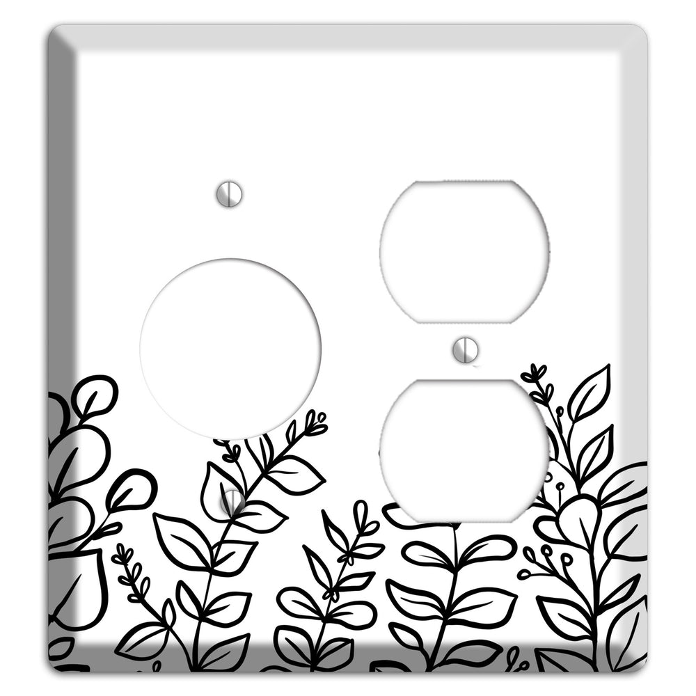 Hand-Drawn Floral 13 Receptacle / Duplex Wallplate