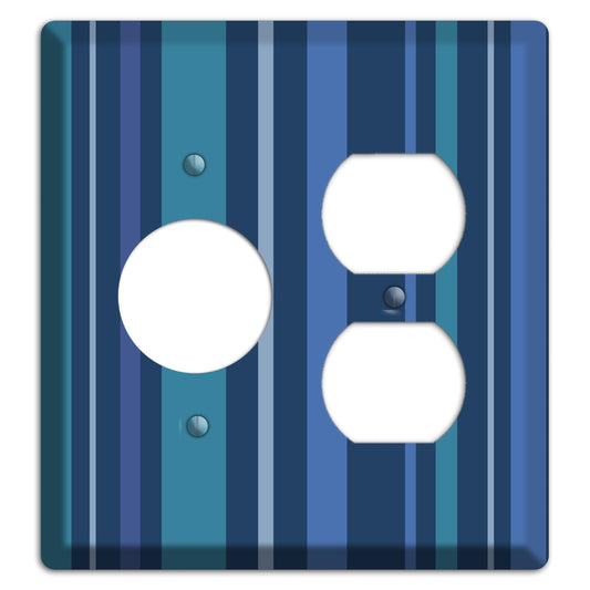 Multi Blue Vertical Stripes Receptacle / Duplex Wallplate