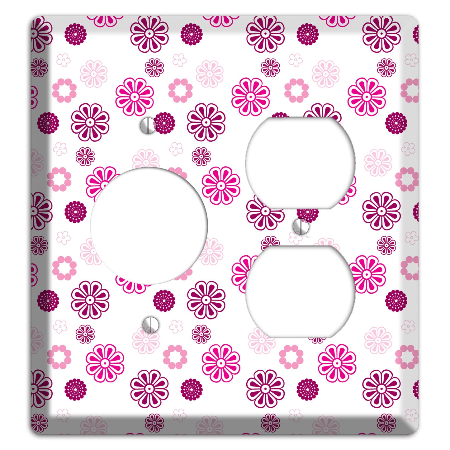 Maroon and Pink Retro Floral Receptacle / Duplex Wallplate
