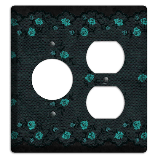 Embroidered Floral Black Receptacle / Duplex Wallplate