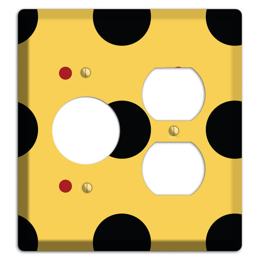 Yellow with Black and Red Multi Tiled Medium Dots Receptacle / Duplex Wallplate