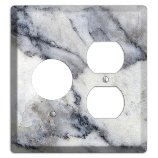 White and Grey Marble Receptacle / Duplex Wallplate