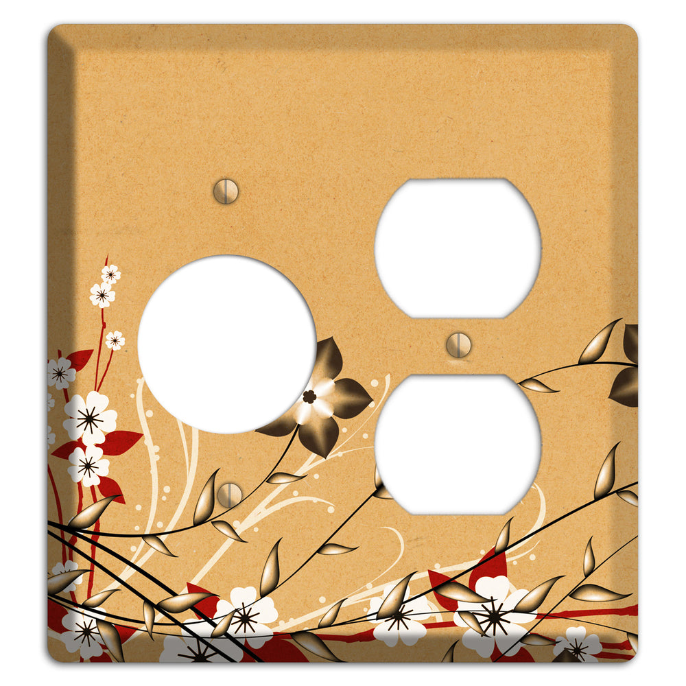 Delicate Red Flowers 2 Receptacle / Duplex Wallplate