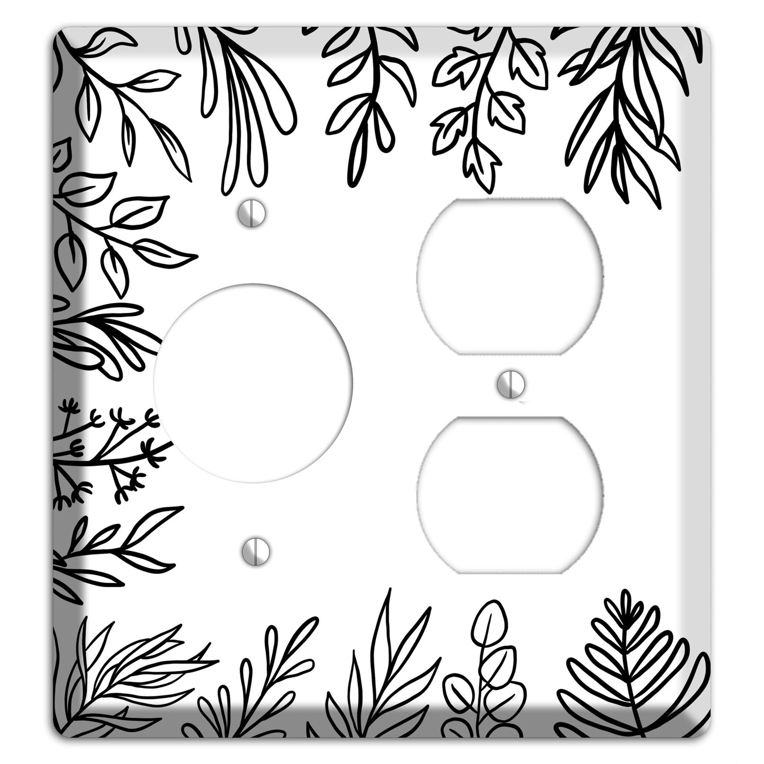Hand-Drawn Floral 39 Receptacle / Duplex Wallplate