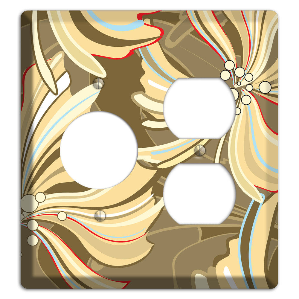 Brown Deco Blossoms Receptacle / Duplex Wallplate