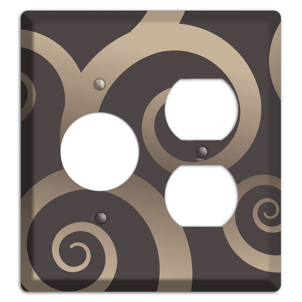 Brown with Beige Large Swirl Receptacle / Duplex Wallplate