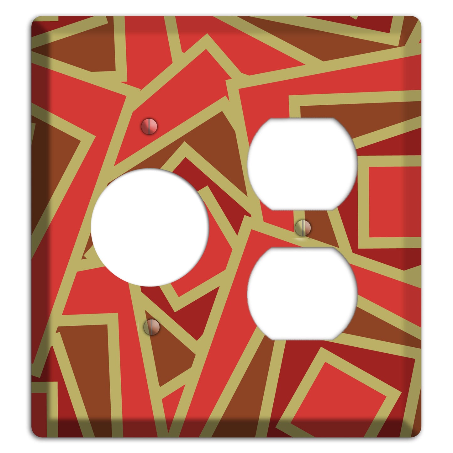 Red and Brown Retro Cubist Receptacle / Duplex Wallplate